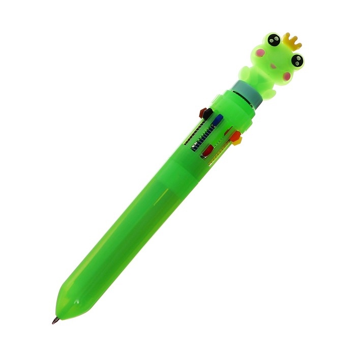 Ручка шариковая автоматическая 10-ти цветная, Ручка шариковая автоматическая 10-ти цветная, "Лягушка-спиннер", МИКС