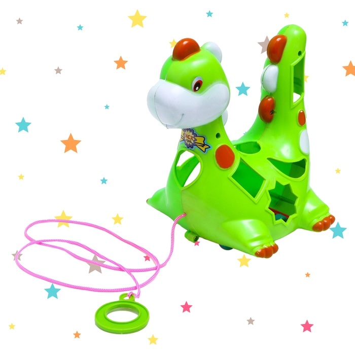 Каталка-сортер на верёвке «Динозаврик», цвета МИКС Каталка-сортер на верёвке «Динозаврик», цвета МИКС