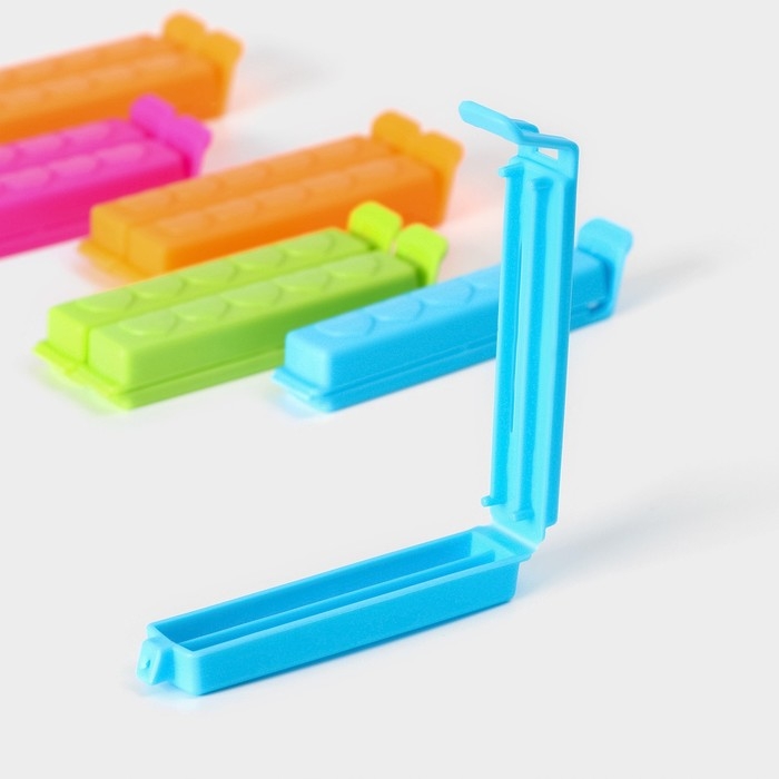 Зажимы для пакетов Доляна, 7,5 см, 10 шт, цвет МИКС Зажимы для пакетов Доляна, 7,5 см, 10 шт, цвет МИКС