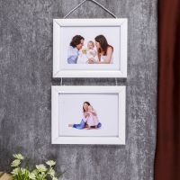 Фоторамка на 2 фото 15х20 см подвесная 727 белая (пластиковый экран) Фоторамка на 2 фото 15х20 см подвесная 727 белая (пластиковый экран)