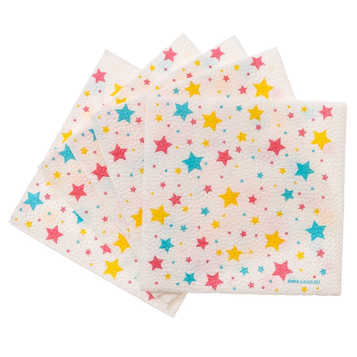 Салфетки бумажные однослойные Салфетки бумажные однослойные "Звезды", 24х24 см, набор 20 шт.