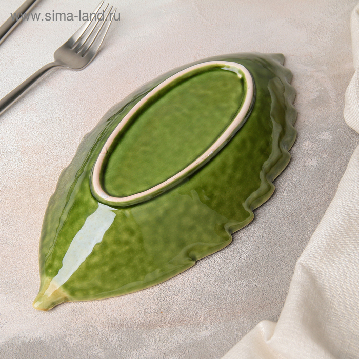 Блюдо керамическое сервировочное &laquo;Дендрарий&raquo;, 27&times;13&times;4 см, цвет зелёный