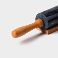 Скалка из мрамора Magistro, с подставкой, 45&times;5 см, цвет чёрный