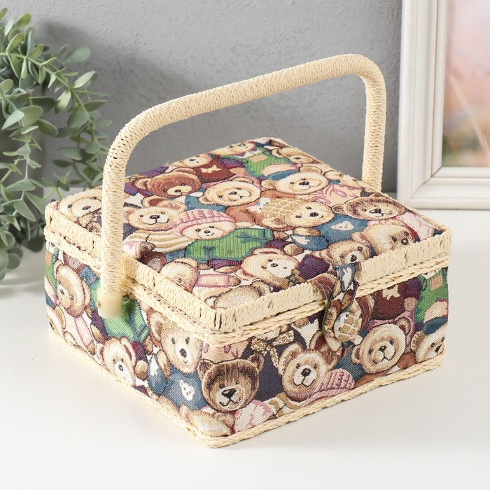 Шкатулка для рукоделия Шкатулка для рукоделия "Плюшевые медвежата" 20х20х11 см