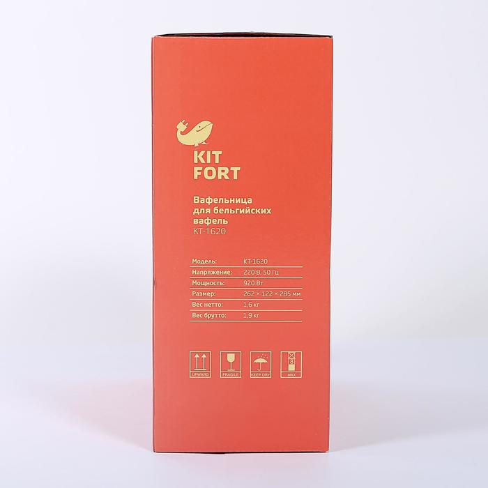Вафельница электрическая Kitfort КТ-1620, 1000 Вт, бельгийские вафля, черная Вафельница электрическая Kitfort КТ-1620, 1000 Вт, бельгийские вафля, черная