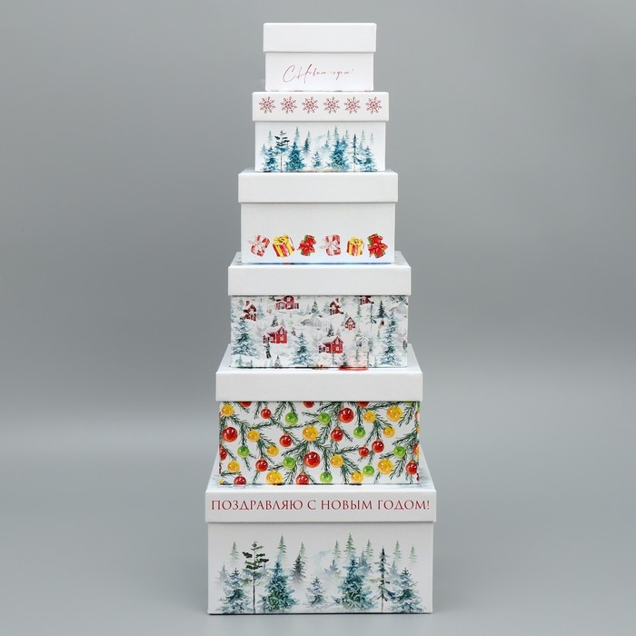 Набор подарочных коробк 6 в 1 &laquo;Исполнения желаний&raquo;, 10 х 10 х 6 &ndash; 20 х 20 х 11 см, Новый год