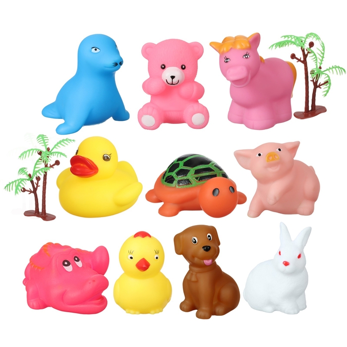 Набор резиновых игрушек для ванны &laquo;На острове&raquo;, с пищалкой, 10 шт, Крошка Я