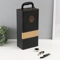 Шкатулка дерево, кожзам под бутылку "Премиум" 3 предмета тёмно-коричневый 35х11х17,5 см Шкатулка дерево, кожзам под бутылку "Премиум" 3 предмета тёмно-коричневый 35х11х17,5 см