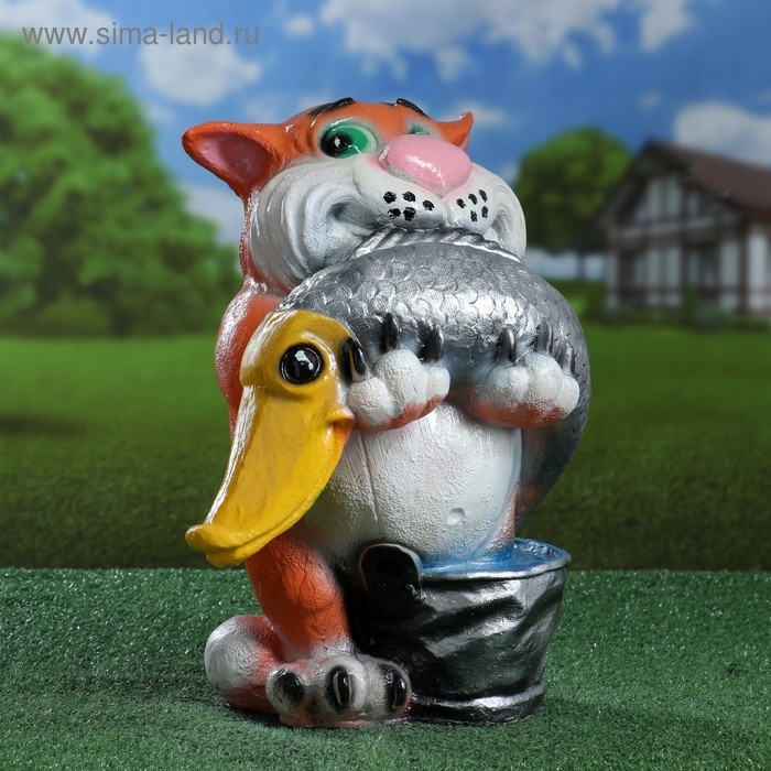 Садовая фигура Садовая фигура "Кот рыбак средний" 41х23х18см