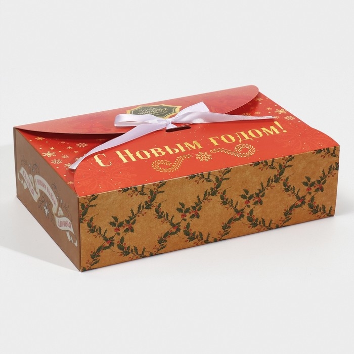 Коробка новогодняя складная &laquo;Новогодняя почта&raquo;, 28 х 18 х 8 см, Новый год