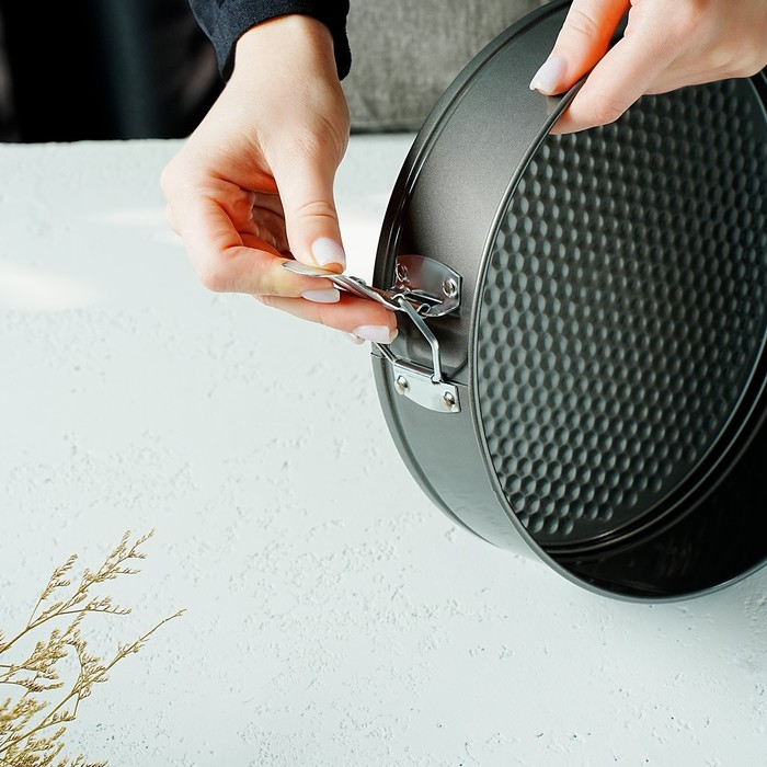 Форма для выпечки Доляна &laquo;Элин. Круг&raquo;, d=22 см, съёмное дно, антипригарное покрытие, цвет чёрный