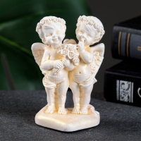 Фигура "Ангелочки с букетом роз на сердце" позолота, 10х7х4см Фигура "Ангелочки с букетом роз на сердце" позолота, 10х7х4см