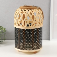 Подсвечник бамбук, металл "Фонарик. Сеточка" 31х21,5х21,5 см Подсвечник бамбук, металл "Фонарик. Сеточка" 31х21,5х21,5 см