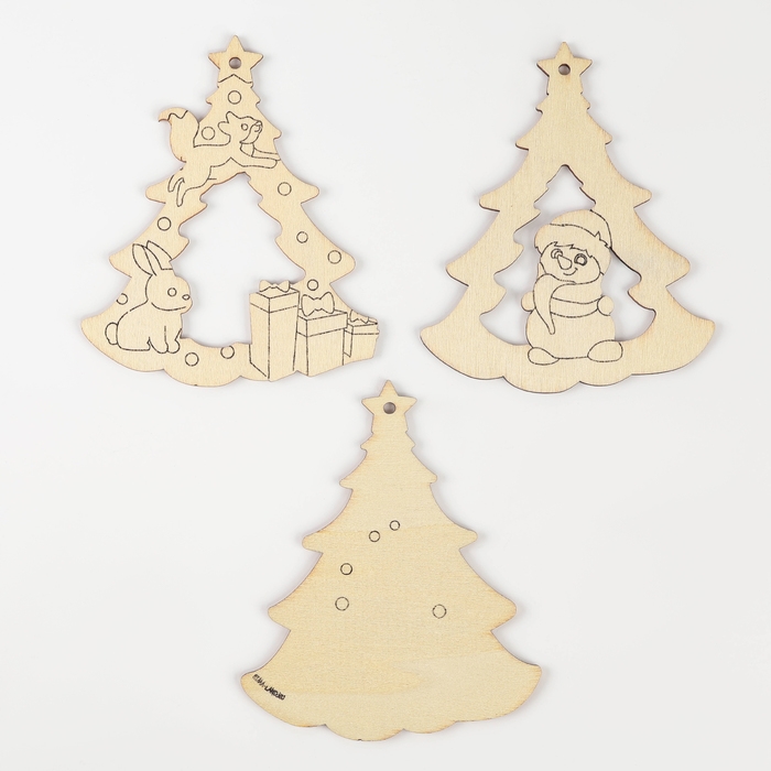 Ёлочная подвеска из дерева своими руками на новый год &laquo;Ёлка&raquo;, новогодний набор для творчества