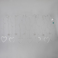 Гирлянда «Бахрома» 2.4 × 0.9 м с насадками «Сердце», IP20, прозрачная нить, 186 LED, свечение белое, 8 режимов, 220 В Гирлянда «Бахрома» 2.4 × 0.9 м с насадками «Сердце», IP20, прозрачная нить, 186 LED, свечение белое, 8 режимов, 220 В