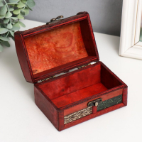 Шкатулка дерево состаренная "Завитки и сеточка" сундучок МИКС 8х13х9 см