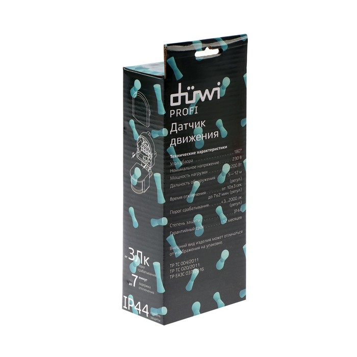 Датчик движения düwi DD-01, 180°, 1200 Вт, 5-12 м, IP44, настенный, белый Датчик движения düwi DD-01, 180°, 1200 Вт, 5-12 м, IP44, настенный, белый