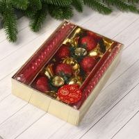 Свеча новогодняя с подсвечником "Шарик, бусина" (набор 2 шт) 14,5х20 см, красно-золотой Свеча новогодняя с подсвечником "Шарик, бусина" (набор 2 шт) 14,5х20 см, красно-золотой