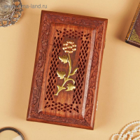 Шкатулка резная "Роза" дерево 7х15х26 см Шкатулка резная "Роза" дерево 7х15х26 см