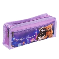 Пенал школьный на молнии Calligrata "Мишки", 2 отделения, сиреневый Пенал школьный на молнии Calligrata "Мишки", 2 отделения, сиреневый