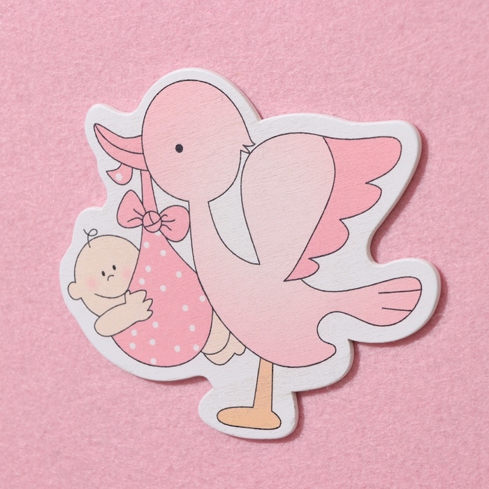 Декоративное украшение (подвеска) Декоративное украшение (подвеска) "Аист с девочкой" 27х27х46 см, розовый