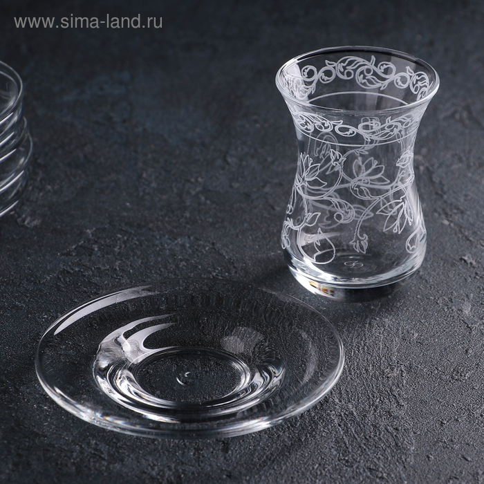 Сервиз чайный &laquo;Флора&raquo;, 12 предметов: 6 стаканов чайных 160 мл, 6 блюдец