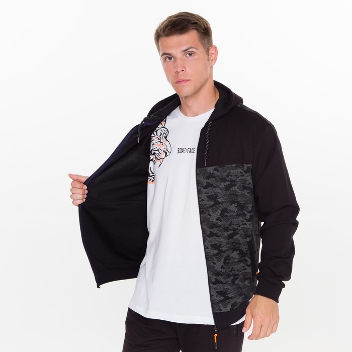 Костюм мужской (толстовка, брюки), цвет черный, размер 54 Костюм мужской (толстовка, брюки), цвет черный, размер 54