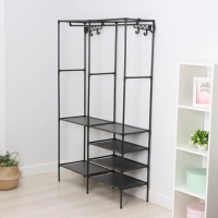 Вешалка - стойка напольная для одежды LaDо́m, с полками для хранения, 107&times;35&times;173 см, цвет чёрный