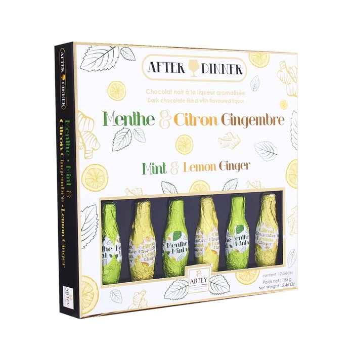 Новый год. Шоколад фигурный AFTER DINNER Menthe & Citron Gingembre, ассорти, 12 шт*13 г