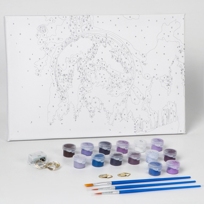 Картина по номерам с подрамником и гирляндой &laquo;Космос&raquo;, 20 х 30 см