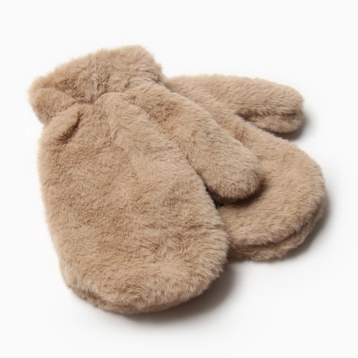 Варежки подростковые MINAKU Мишка вышивка 24 см цвет коричневый