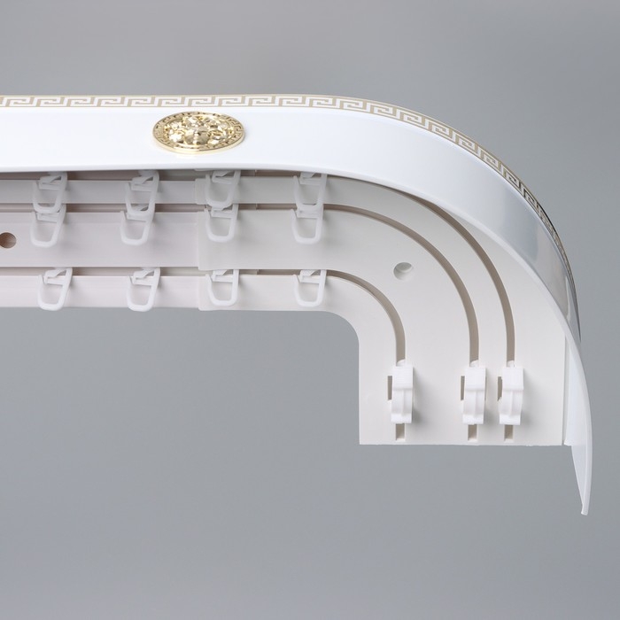 Карниз трёхрядный &laquo;Ультракомпакт. Медуза&raquo;, 180 см, с декоративной планкой 7 см, цвет белый