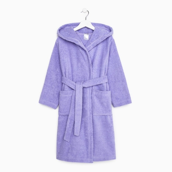 Халат махровый детский Экономь и Я, размер 36, цвет сиреневый, 100% хлопок, 320 г/м2