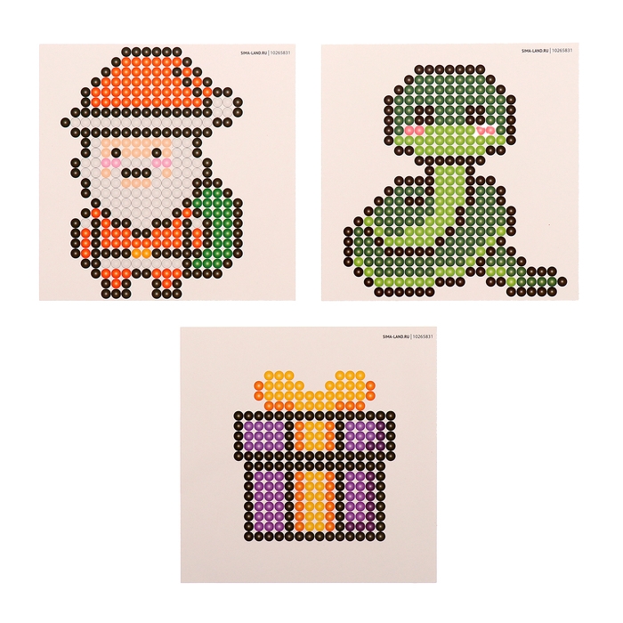 Аквамозаика &laquo;Дед Мороз: Змейка и подарочек&raquo;, 3 фигурки, 931 шарик