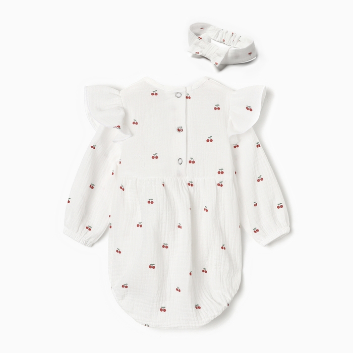 Комплект (боди и повязка) Крошка Я Комплект (боди и повязка) Крошка Я "Муслин", р. 62-68, цвет молочный