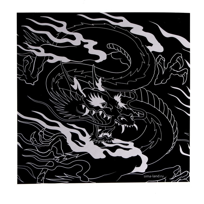 Набор гравюр &laquo;Драконы&raquo;, 2 шт, 19х19 см, с металлическим эффектом &laquo;золото&raquo;