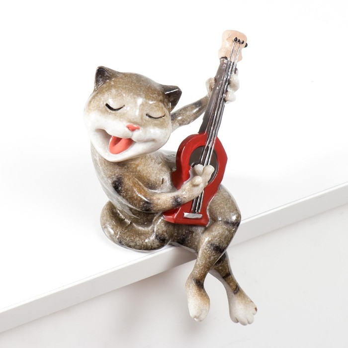 Сувенир полистоун лак "Кот с гитарой поёт серенаду" 17х7х10,5 см