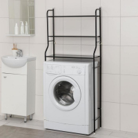 Стеллаж над стиральной машинкой, 65&times;25&times;152 см, цвет чёрный