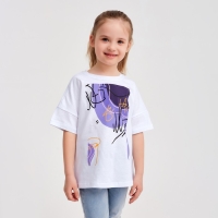 Футболка детская MINAKU Colors, цвет белый/фиолетовый, рост 104