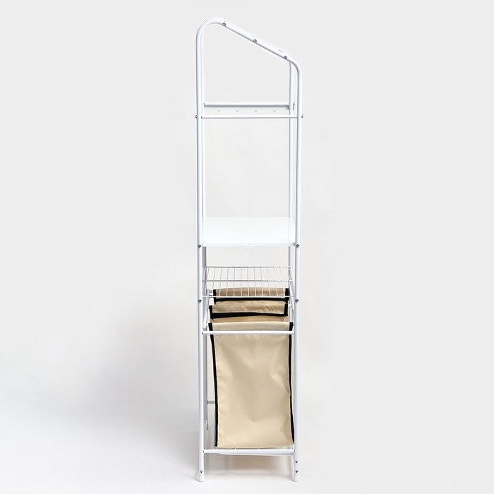 Стеллаж с двойной корзиной для белья и перекладинами, 2-х ярусный, 60&times;35&times;160 см, цвет белый