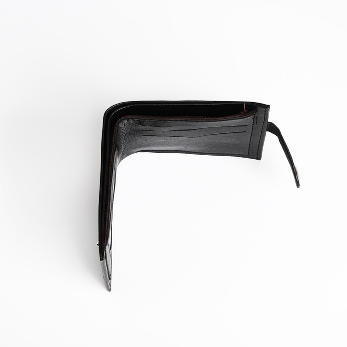 Портмоне мужское на магните, отдел для купюр, для карт, для монет, цвет чёрный