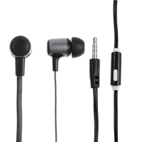 Наушники LuazON W-03, вакуумные, микрофон, плоский провод, черный Наушники LuazON W-03, вакуумные, микрофон, плоский провод, черный