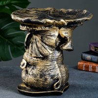 Фигура - подставка "Слон с листком" бронза/золото, 30х30х30см