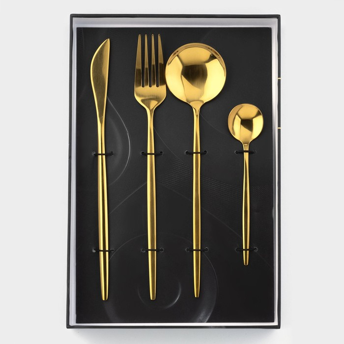 Столовые приборы из нержавеющей стали Magistro &laquo;Блинк&raquo;, 4 предмета, цвет золотой