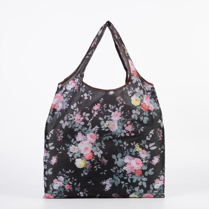 Сумка хозяйственная без застёжки, складная, цвет чёрный