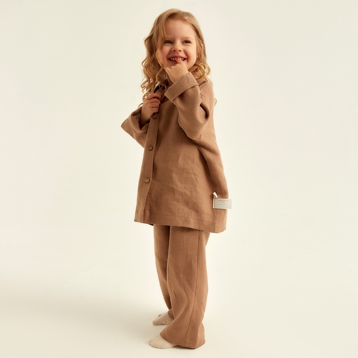 Костюм детский домашний (рубашка и брюки) SL HOME р 30 (98-104), кофейный Костюм детский домашний (рубашка и брюки) SL HOME р 30 (98-104), кофейный