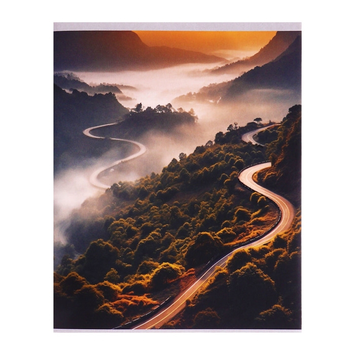 Тетрадь 96 листов в клетку Calligrata Тетрадь 96 листов в клетку Calligrata "Дорога в горах", обложка мелованный картон, матовая ламинация + выборочный УФ-лак, блок офсет МИКС