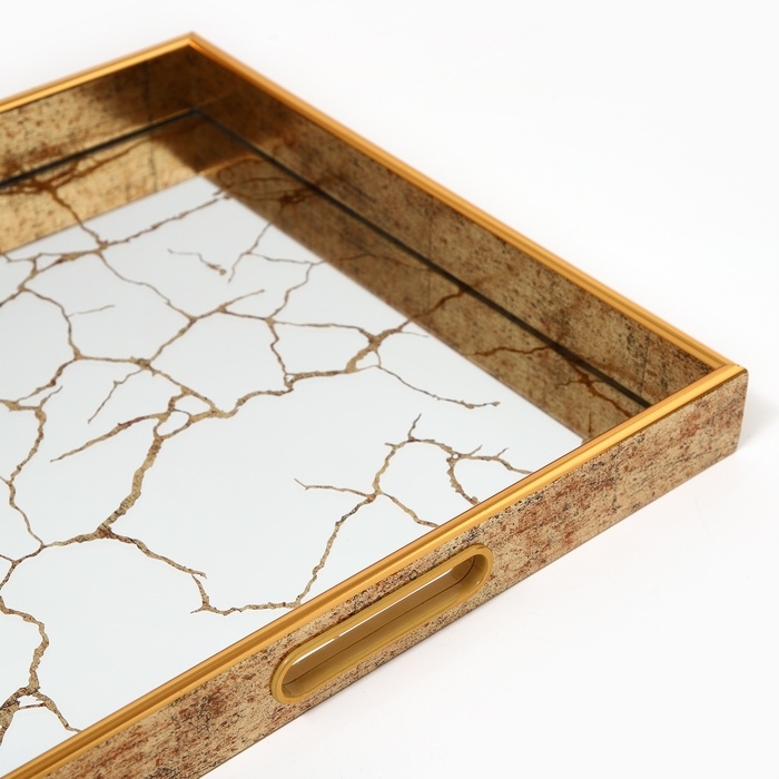 Поднос пластиковый прямоугольный с зеркалом &laquo;Узоры&raquo;, 37 х 37 х 4,5 см сервировочный