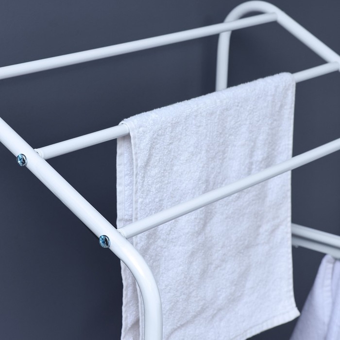 Стеллаж с двойной корзиной для белья и перекладинами, 2-х ярусный, 60&times;35&times;160 см, цвет белый