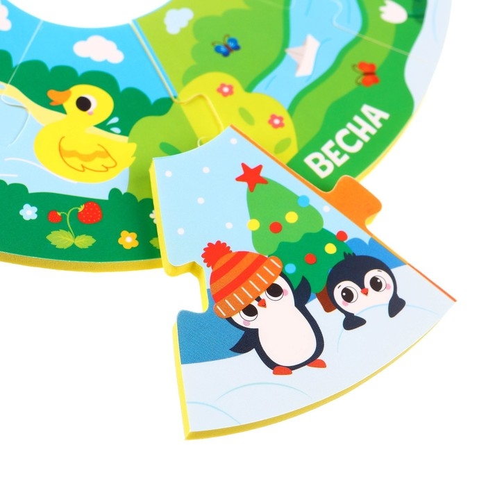 Мягкий пазл для малышей &laquo;Пирамидка: Изучаем времена года&raquo;, 9 деталей, Крошка Я